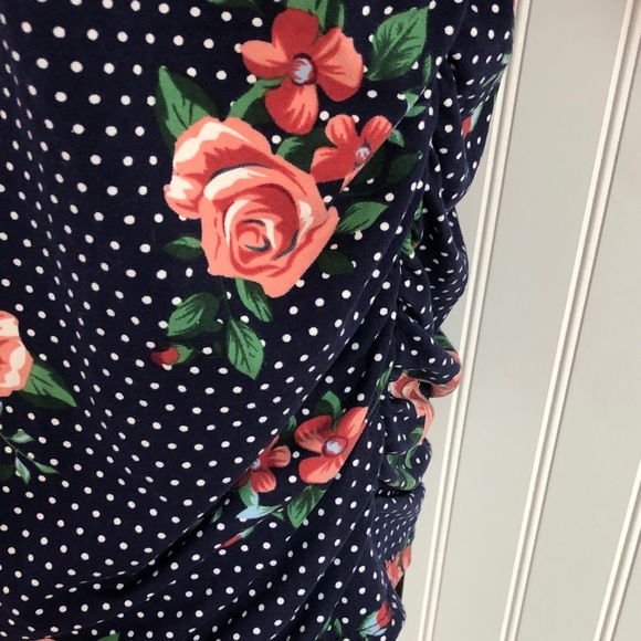 Mom & Co. Floral Navy Long Sleeve Maternity Top - Picture 3 of 9